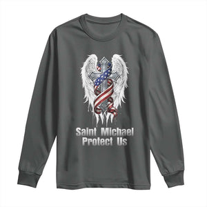 Saint Michael Protect Us American Christian Heritage Long Sleeve Shirt Catholic Faith Gift