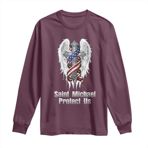 Saint Michael Protect Us American Christian Heritage Long Sleeve Shirt Catholic Faith Gift