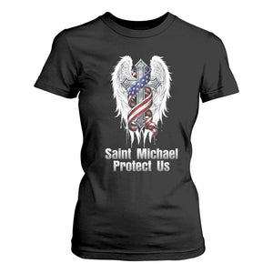 Saint Michael Protect Us American Christian Heritage T Shirt For Women Catholic Faith Gift