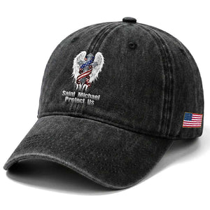 Saint Michael Protect Us American Christian Heritage Washed Cotton Baseball Cap Catholic Faith Gift