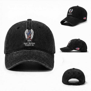 Saint Michael Protect Us American Christian Heritage Washed Cotton Baseball Cap Catholic Faith Gift