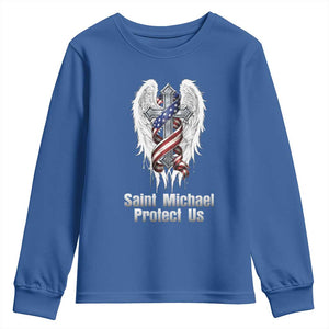 Saint Michael Protect Us American Christian Heritage Youth Sweatshirt Catholic Faith Gift