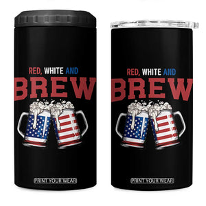 American Flag Beer Lover 4 in 1 Can Cooler Tumbler Red White And Brew TS12 One Size: 16 oz Black Print Your Wear