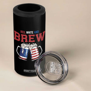 American Flag Beer Lover 4 in 1 Can Cooler Tumbler Red White And Brew TS12 Print Your Wear