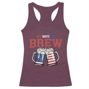 American Flag Beer Lover Racerback Tank Top Red White And Brew