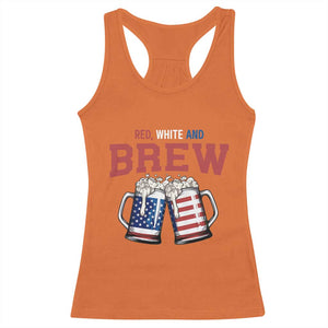 American Flag Beer Lover Racerback Tank Top Red White And Brew