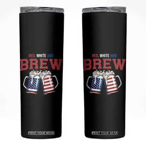 American Flag Beer Lover Skinny Tumbler Red White And Brew