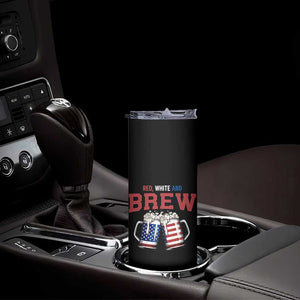 American Flag Beer Lover Skinny Tumbler Red White And Brew