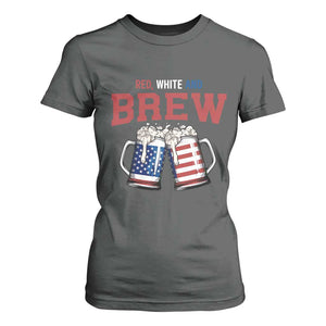 American Flag Beer Lover T Shirt For Women Red White And Brew TS12 Dark Heather Print Your Wear