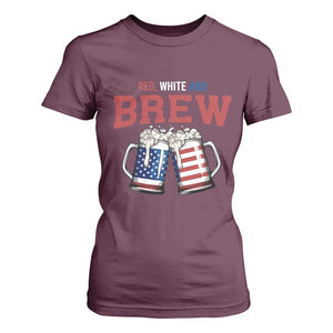American Flag Beer Lover T Shirt For Women Red White And Brew TS12 Maroon Print Your Wear
