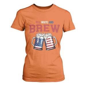 American Flag Beer Lover T Shirt For Women Red White And Brew TS12 Orange Print Your Wear