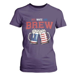 American Flag Beer Lover T Shirt For Women Red White And Brew TS12 Purple Print Your Wear