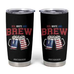American Flag Beer Lover Tumbler Cup Red White And Brew