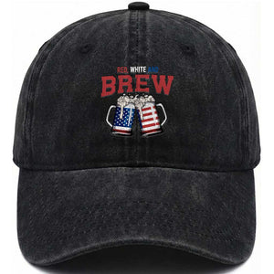 American Flag Beer Lover Washed Cotton Baseball Cap Red White And Brew TS12 Print Your Wear