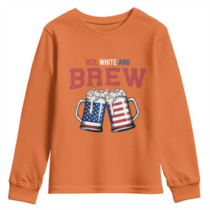 American Flag Beer Lover Youth Sweatshirt Red White And Brew