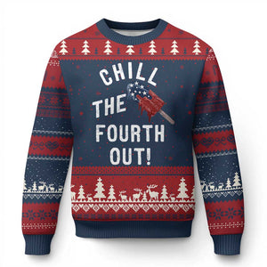 American Flag Popsicle Ugly Christmas Sweater Chill The Fourth Out
