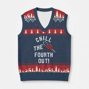 American Flag Popsicle V-Neck Knit Sweater Vest Chill The Fourth Out