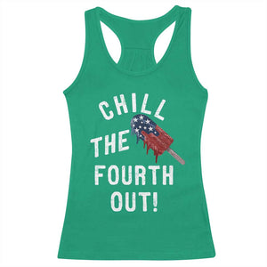 American Flag Popsicle Racerback Tank Top Chill The Fourth Out