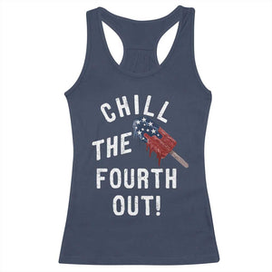 American Flag Popsicle Racerback Tank Top Chill The Fourth Out