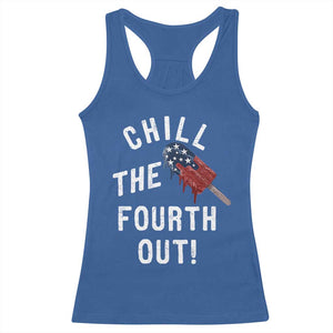 American Flag Popsicle Racerback Tank Top Chill The Fourth Out