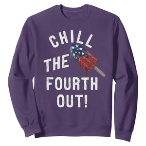 American Flag Popsicle Sweatshirt Chill The Fourth Out TS12 Purple Print Your Wear