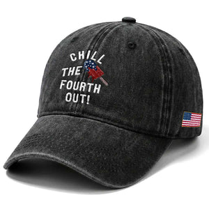 American Flag Popsicle Washed Cotton Baseball Cap Chill The Fourth Out