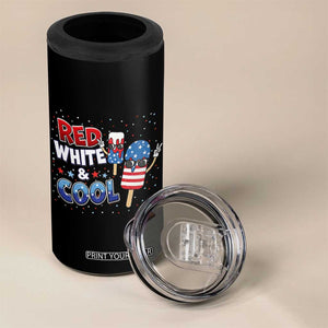 American Flag Popsicle 4 in 1 Can Cooler Tumbler Red White And Cool