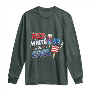 American Flag Popsicle Long Sleeve Shirt Red White And Cool TS12 Dark Forest Green Print Your Wear