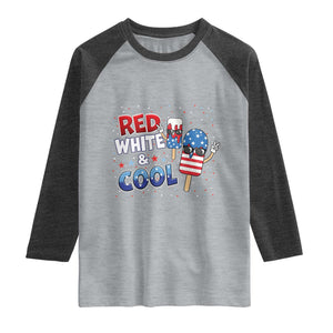 American Flag Popsicle Raglan Shirt Red White And Cool TS12 Heather Gray Heather Charcoal Print Your Wear