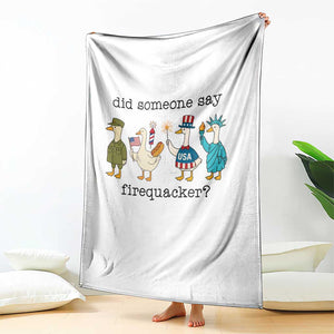 Funny Duck 4th Of July Throw Blanket Did Someone Say Firequacker