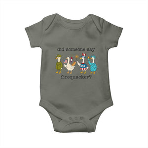 Funny Duck 4th Of July Baby Onesie Did Someone Say Firequacker