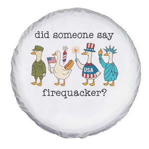 Funny Duck 4th Of July Spare Tire Cover Did Someone Say Firequacker