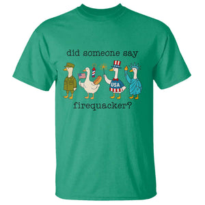 Funny Duck 4th Of July T Shirt Did Someone Say Firequacker