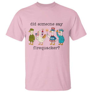 Funny Duck 4th Of July T Shirt Did Someone Say Firequacker