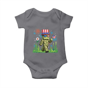 4th Of July Gamer Baby Onesie Pixel Art US Flag Gaming