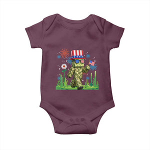 4th Of July Gamer Baby Onesie Pixel Art US Flag Gaming