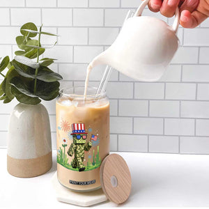 4th Of July Gamer Glass Can Pixel Art US Flag Gaming