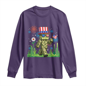 4th Of July Gamer Long Sleeve Shirt Pixel Art US Flag Gaming