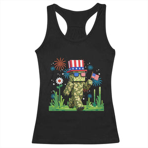 4th Of July Gamer Racerback Tank Top Pixel Art US Flag Gaming