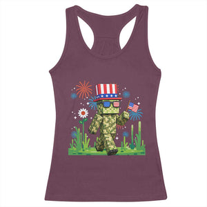 4th Of July Gamer Racerback Tank Top Pixel Art US Flag Gaming