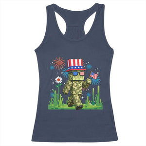 4th Of July Gamer Racerback Tank Top Pixel Art US Flag Gaming