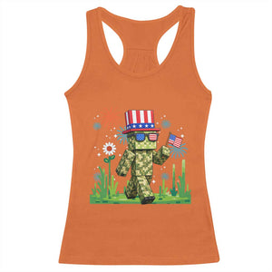 4th Of July Gamer Racerback Tank Top Pixel Art US Flag Gaming