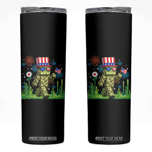 4th Of July Gamer Skinny Tumbler Pixel Art US Flag Gaming