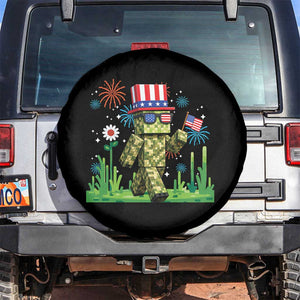 4th Of July Gamer Spare Tire Cover Pixel Art US Flag Gaming