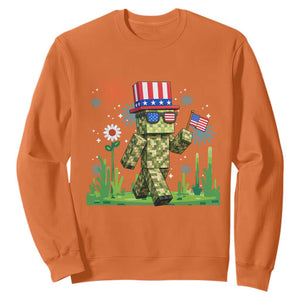4th Of July Gamer Sweatshirt Pixel Art US Flag Gaming