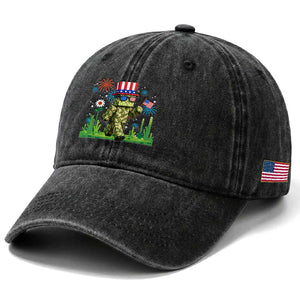 4th Of July Gamer Washed Cotton Baseball Cap Pixel Art US Flag Gaming