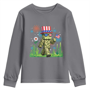 4th Of July Gamer Youth Sweatshirt Pixel Art US Flag Gaming