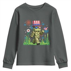 4th Of July Gamer Youth Sweatshirt Pixel Art US Flag Gaming