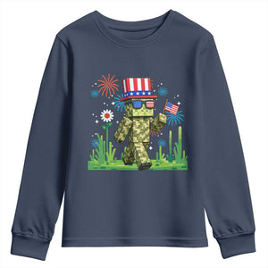 4th Of July Gamer Youth Sweatshirt Pixel Art US Flag Gaming