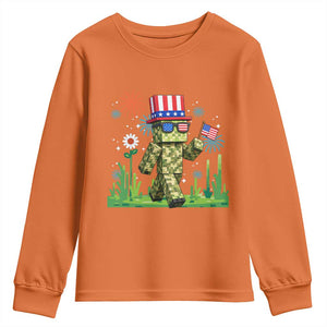 4th Of July Gamer Youth Sweatshirt Pixel Art US Flag Gaming